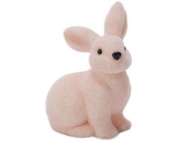 Paashaas Flocked Roze 17x15xh18cm Foam
