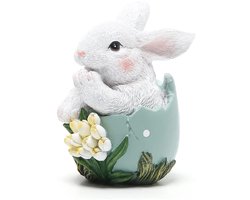 Paashaas ornamenten - Harsen konijnenbeeldjes - Lente decoratieve beeldjes - Tafelversieringen - Feestelijke huisdecoratie Schattige konijnen paasgeschenken - E