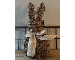 Paashaas | Pasen | Roan | Paasdagen | Woonaccessoire | Woonaccessoires | Woondecoratie | Decoratie | Interieur | Living | Deco | Decoratief | Woon | Wonen | Woonkamer | Konijn met strik | Konijntje | Rotan | Paasdagen | Lente | Spring | Seizoen
