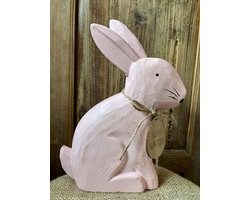 Paashaas | Pasen | Roze | Paasdagen | Woonaccessoire | Woonaccessoires | Woondecoratie | Decoratie | Interieur | Living | Deco | Decoratief | Woon | Wonen | Woonkamer | Konijn met strik | Konijntje | Rotan | Paasdagen | Lente | Spring | Seizoen