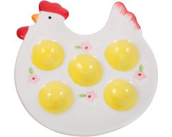 Paasschaal Gevulde Eieren - Keramische Eierschaal Kip - Feestelijke Presentatie - Vormvast Transport - 18.5 x 16.8 cm - Multicolor