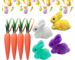 Paaswortels Decoratie - Kunstwortels Mand - Feestelijke Sfeer - Liefdevol Design - Set van 8 - Multicolor