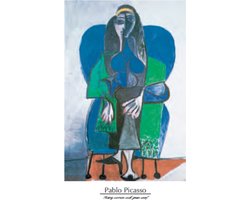 Pablo Picasso - Sitting Woman with Green Scarf - Kunstposter - 40x50 cm