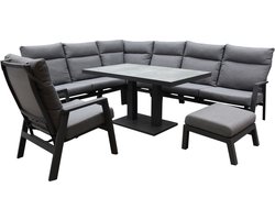 Pacific hoek dining loungeset 7 delig aluminium verstelbaar