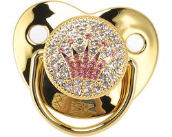Pacifier, Bling Silicone Pacifier for Newborns for 6-18 Months Infant Pacifier Ultralight Soft for 6-18 Months Infants (Gold)