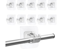 Pack of 10 - Geen Boren - Zelfklevende Transparante Gordijnroedehouders - Lijmhaken voor Gordijnroedes - Voor Keuken - Badkamer