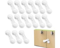 Pack of 15 Safety Locks voor Baby Drawers - Veiligheid voor Kids - Geen Boren Vereist - Babyveilige Deuren - Sterke Lijm - Veilige Deurslot - Koelkast - Kinderen - Keukenkasten