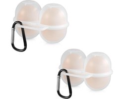Pack of 2 Plastic Egg Holder voor Koelkast - Met Carabiner voor Keuken - Picknick - Buiten - Kamperen