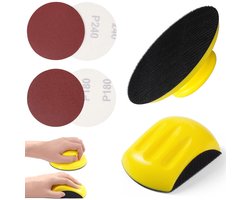 Pack of 2 Sanding Block - 6 Inch Round - Mouse Hand Sanding Block Set for Wood Crafts - Furniture Restoration Supplies