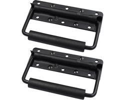 Pack of 2 Vouwhandgrepen - 125 mm Ophangbox Handgreep - Vouwhandgreep - Kist Handgreep - RVS Hardware Dozen met Geïsoleerde Rubber Handgreep Bedekking voor Gereedschapskist