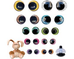 Pack of 20 Glitter Eyes Large Plastic Eyes Doll Eyes 12mm/14mm/16mm/18mm/20mm - Multicolour