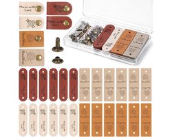 Pack of 24 Handmade PU Suede Labels Handmade Labels with Rivets for Sewing On, Colourful Labels for DIY Clothing - ShopVlot