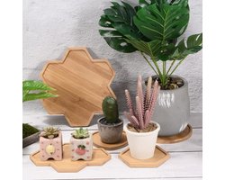 Pack of 3 Flower Pot Coaster - Ronde Bamboo Flower Pot Drainer voor Buiten - Tuinaccessoires - Bescherming - Onderzetters (11cm, OD)