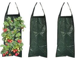 Pack of 3 Outdoor Plant Bags with 10 Holes - Breathable Vertical Hanging Plant Bags for Strawberries, Tomatoes, and Vegetable Plants