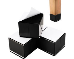 Pack of 4 Carbon Steel Furniture Riser - Zelfklevend - 60 x 60 x 50 mm Sofa Riser - Tafel Riser - 5 cm Furniture Riser voor Stoelen, Kasten, Bedden, Tafels, Etc (Vierkant Zwart, Kan 2-3 Tonen)