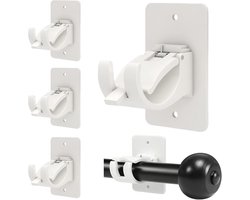 Pack of 4 Curtain Rod Holders - No Drilling - Self-Adhesive - Universal - Nail Free - Adjustable Plastic Curtain Rods - White