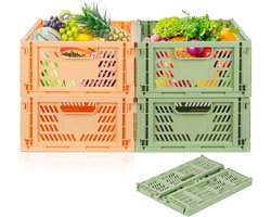 Pack of 4 Foldable Plastic Storage Boxes, Stable, Plastic Folding Basket, Foldable Storage Basket, Plastic Stackable Transport Boxes, Folding Box Made of Plastic for Kitchen, Bedroom, Office