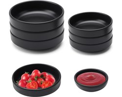 Pack of 6 Dipping Bowls - Soy Sauce Bowls - Round Soy Sauce Bowls - Kleine Bowls voor Sushi - Snacks - Sauzen - Huishoudelijk - Gastvrijheid (Matte Zwart)