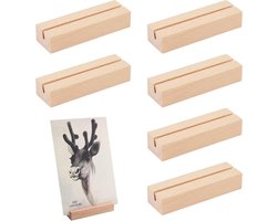 Pack of 6 Houten Kaarthouders - 15x4x2cm - Tafel Kaart Houder - Houten Postkaart Houder met 5mm Kaart Sleuf - Menu Kaart Houder - Foto Houder voor Bruiloft Tafel Nummer Plaatskaart Houder