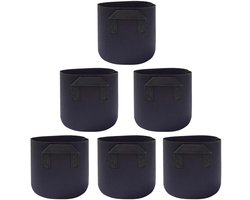 Pack of 6 Plant Bags with Handles for Transportation - Grow Bags Made of Fleece Fabric - Plant Pots for Flowers and Strawberries - 12.5 Litres - Black