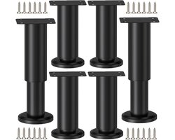 Pack of 6 - Verstelbare Meubelpoten - Metaal Zwart - Hoogte Verstelbaar 8-12 cm - Meubelpoten voor Bank - Kast - Bed