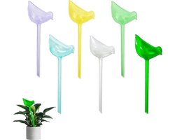 Pack Plant Waterer Zelf Watering Globes - Vogelvorm Hand Geblazen Transparant Mini Duurzaam Helder Glas Aqua Bulbs - Set van 6
