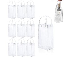 Pack van 10 Flessenkoelers - Transparante IJszakken voor Champagne, Bier en Wijn - Draagbare Koelers voor Buiten met Handvat