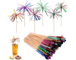Pack van 100 kleurrijke cocktailparasols voor feestdecoratie, verjaardagen en drankjes, ideaal voor barbecues en evenementen