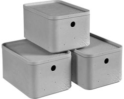 Pack van 3 Grijze Beton Dozen