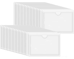 Pack van 40 Zelfklevende Labelhouders - Business Card Slots - Metaal voor Draadplanken - Prijslabels voor Goederen Markering