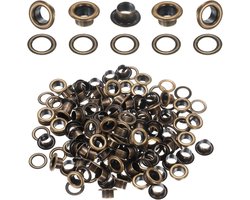 Pack van 50 metalen eyelets 6 mm met wasmachines - roestvrije eyelets voor banners, leren schoenen en handtassen