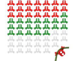 Pack van 60 Praktische Plant Clips - Laag Belastingsclips voor Tomaten - Voor het Buigen van Plantstelen en Wijzigen van Groeirichting (Rood/Groen/Wit)