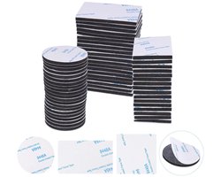 Pack van 70 - Dubbelzijdige - Zwarte - Hechtingspads - Schuim - Extra sterke - Waterproof - Wandmontagepads - 3 vormen - Vierkant - Rechthoekig - Rond