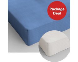 Package Deal 2x Dreamhouse Bedding Hoeslaken Katoen 80x200 - Blauw - Crème