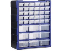 Packaway - ladekast opbergsysteem - assortimentskast met 39 laden - blauw en zwart