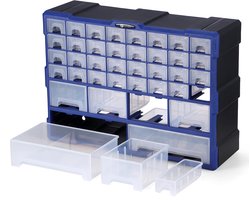 Packaway laden kast - assortiments kast en opberg systeem - 38 laden - blauw en zwart
