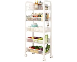 Paco Goederen® 5-laags opbergkast - opbergplank - trolley rekken - Keukenrek met Wielen - Keukentrolley - Opbergrek