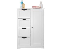 Paco Goederen® Badkamerkast - badkamerplank met 4 laden - Opbergkast - Badkamermeubel - Ladekast - 56 x 30 x 81 cm - Wit