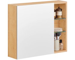 Paco Goederen® Badkamerkast - Spiegelopbergkast - Hangende kledingkast met 1-spiegeldeurspiegel - badkamergarderobe met open compartimenten