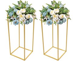 Paco Goederen® Bloemstandaard - 2 stuks gouden bruiloftsbloemstandaards - Decoratief rek feest, woondecoratie, cafe, hotelevenemnten