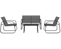 Paco Goederen® - Tuinset - tuinmeubelset van 4 met 1 tweezitsbank - 2 stoelen - tuinsets -Salontafel - tuinstoelen stapelbaar