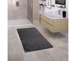 Paco Home Badkamerkleed Badmat Badvloerkleed Antislip Pluizig Wasbaar Effen 60x100 cm