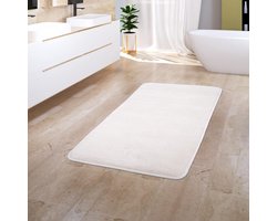 Paco Home Badkamerkleed Badmat Badvloerkleed Douchemat Pluizig Traagschuim 3D Effect Wasbaar, Maat:60x100 cm, Kleur:Crème 3