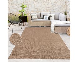 Paco Home Binnen- en buitenvloerkleed, terras en balkon, weerbestendig effen met structuur 200x290 cm