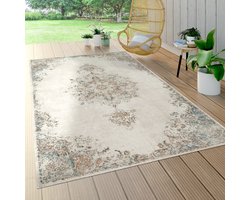 Paco Home Buiten Vloerkleed Binnen En Buiten Balkon Terras Vintage Oosters Beige Crème 80x150 cm