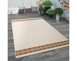 Paco Home Buiten vloerkleed terras balkon keukenvloerkleed etno design geometrisch patroon 200x290 cm