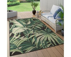 Paco Home Buiten Vloerkleed Voor Buiten Balkon Palm Jungle Patroon Bloemen Boho Groen 200x290 cm