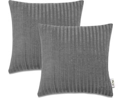 Paco Home Decoratief Kussenhoes Corduroy Kussenovertrek Set Kussen Sofa Sierkussen Antraciet