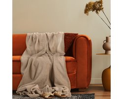 Paco Home Decoratieve Woonkamer Deken Knusse Sprei Bank Deken Boho Wasbaar Geo Patroon Beige