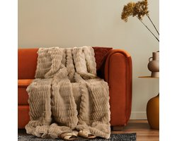 Paco Home Decoratieve Woonkamer Deken Knusse Sprei Bank Deken Wasbaar Slaapkamer Beige